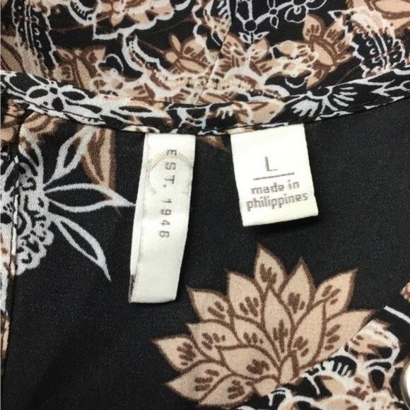 Cato Women’s 3/4 Tulip Sleeve Round Neck Tunic, Black Floral, size L - Picture 6 of 8